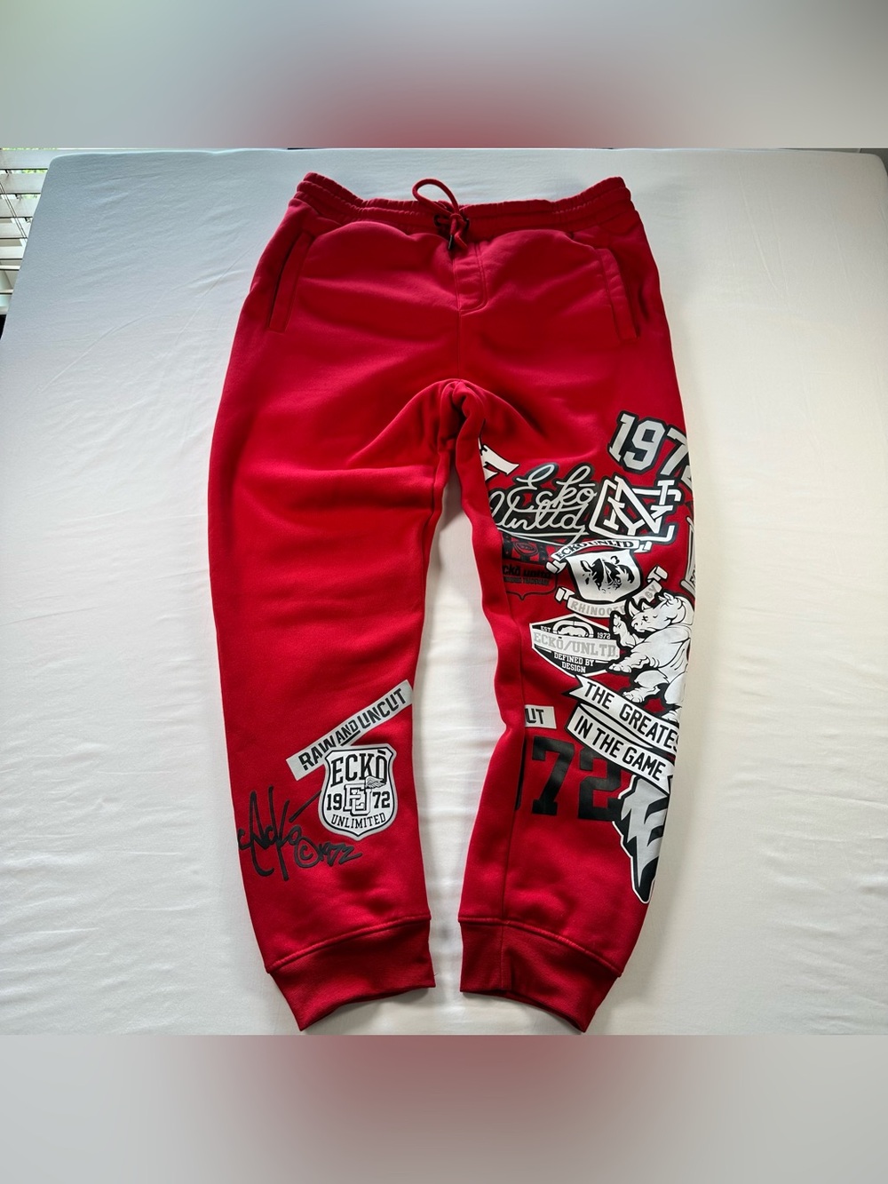 Y2K Ecko Unltd 93 Joggers Mens XL Red Black White Baggy Sweatpants Streetwear